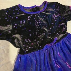 Jona Michelle Girl's Purple Dress Velvet top Sheen Overlay Size 2T‎